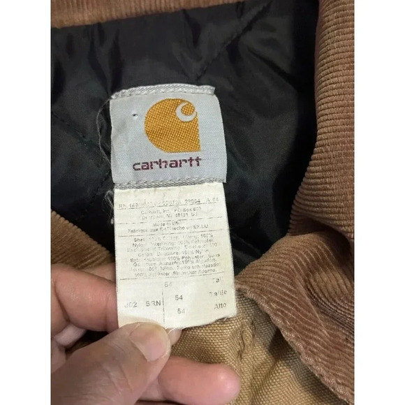 VTG CARHARTT Men’s Duck Jacket Brown Chore Barn Work Rugged Quilt Lined 54 Tall - Picture 3 of 13